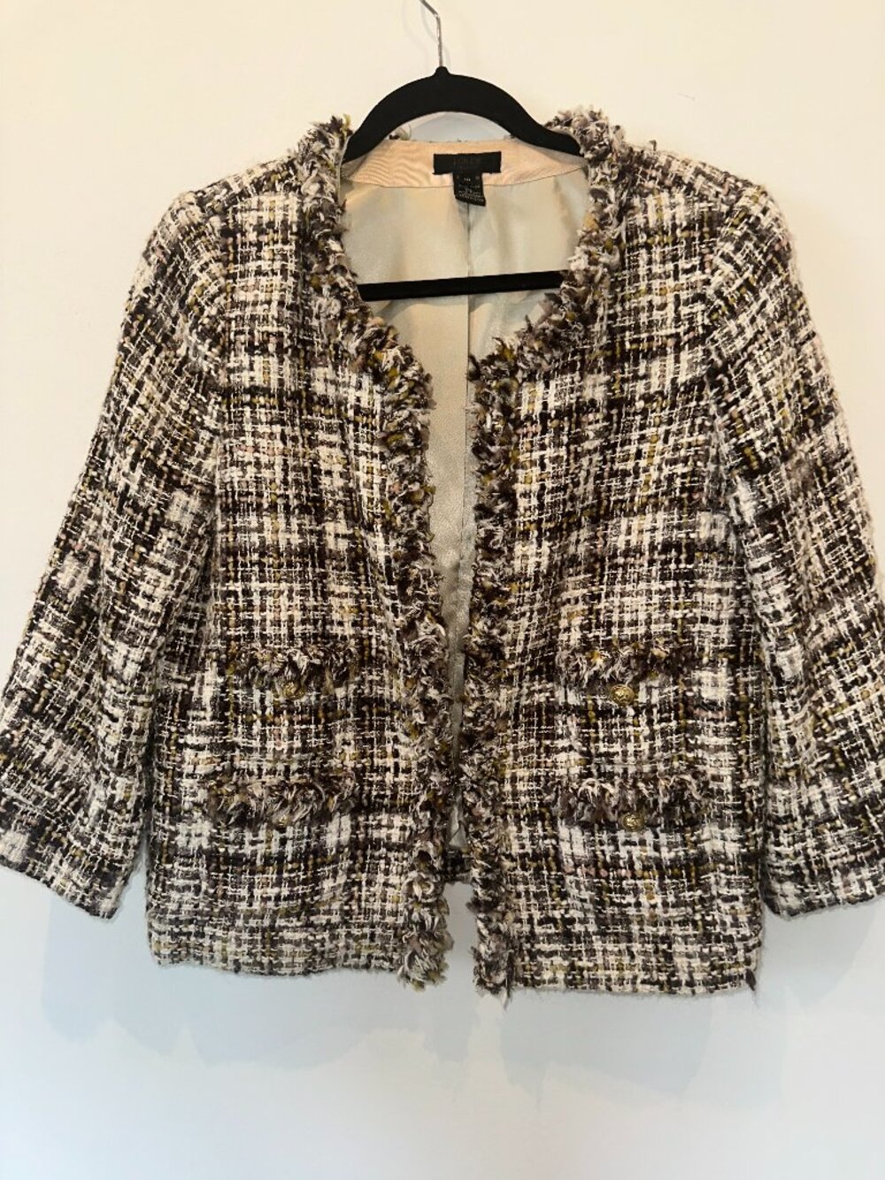 J.Crew Metallic Tweed Fringe Blazer Jacket